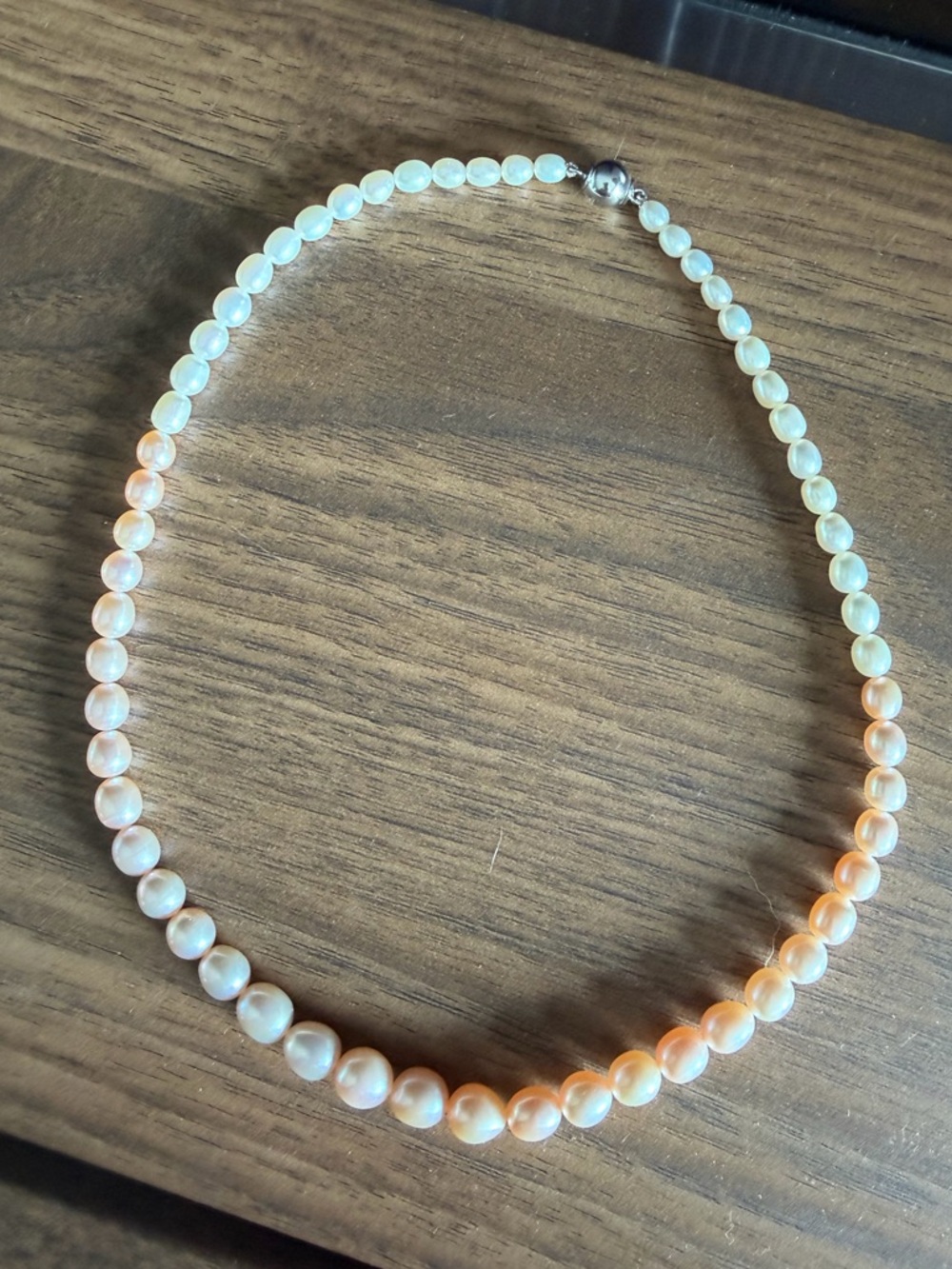 Pink and white pearl necklace
